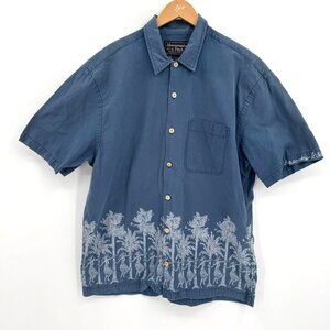 Abercrombie Fitch Hawaiian Camp Shirt Mens Size L Spell Out Button‎ Up Hula Girl